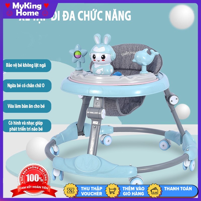 Xe tròn tập đi cho bé 2IN1 baybi cho bé nhanh biết đi có nhạc có đồ chơi đi kèm gấp gọn