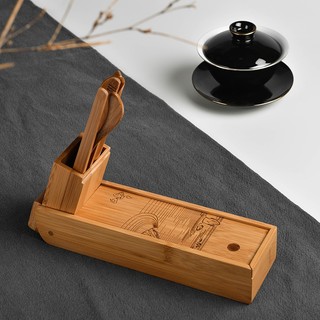 Bộ dụng cụ pha trà đạo, bộ cung nhãn bằng tre già tự nhiên có thể gấp gọn