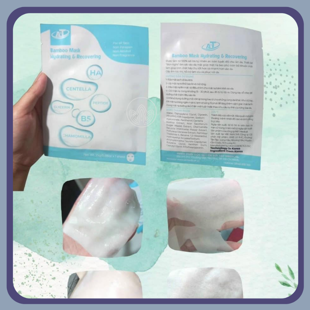 Mặt nạ AT Bamboo cấp ẩm phục hồi da giảm đỏ - AT Bamboo facemask hydrating & recovery