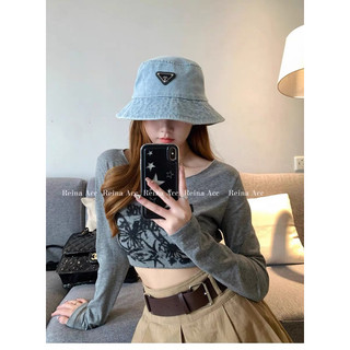 Nón tai bèo bucket CAPSAIGON denim logo PRADAS hot girl siêu xinh trendy