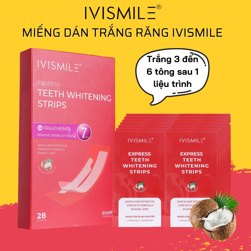 Miếng dán trắng răng Ivismile, công thức làm trắng răng cấp tốc HP, làm trắng răng an toàn sau 30p, không gây ê buốt