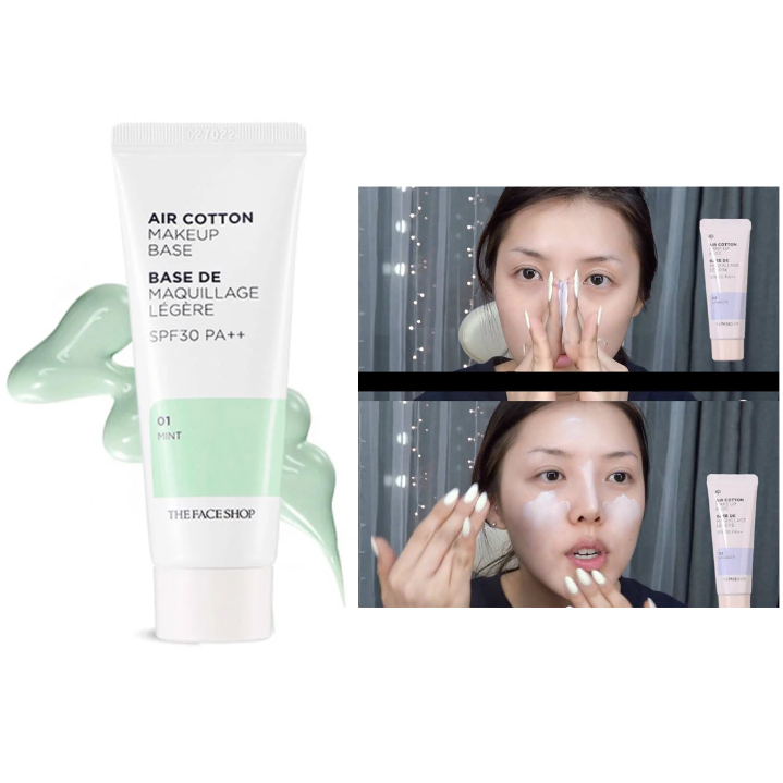 Kem lót kiềm dầu và hiệu chỉnh tông da The Face Shop Air Cotton Makeup Base SPF30 PA++ TFS 40ml