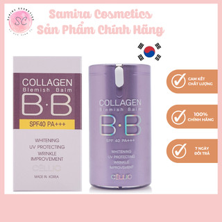 Kem nền trang điểm chống nắng BB Cellio Cream Collagen Blemish Balm BB SPF 40 PA+++, làm mờ vết thâm, trắng sáng da
