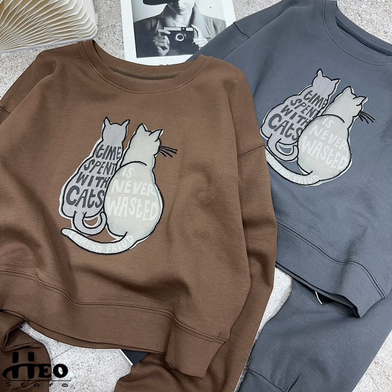 Nỉ mèo đôi đính nổi