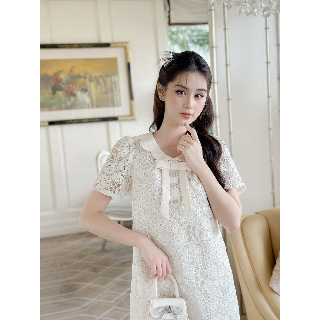Váy tiểu thư, Váy ren cổ phối nơ, MOO Design - ARMD53