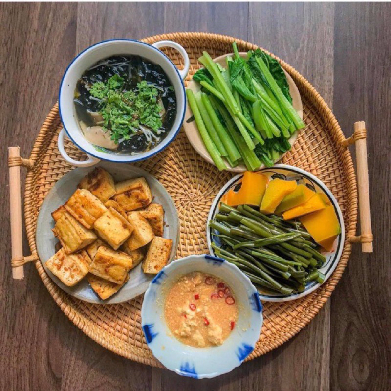 khay mây đựng trà bánh, để decor trang trí tiệc...