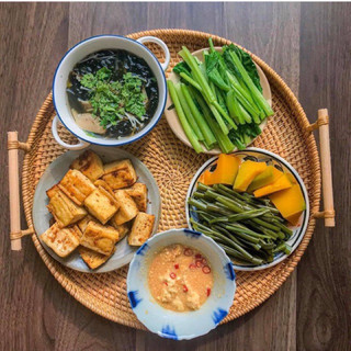 Khay mây đựng trà bánh, để decor trang trí tiệc...
