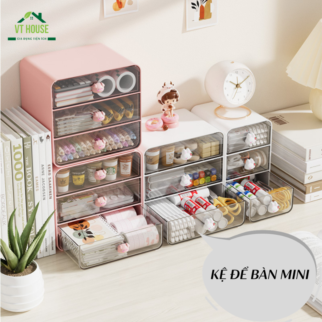 Tủ đồ mini để bàn, tủ đựng mỹ phẩm đa năng, kệ để đồ nhiều ngăn decor góc học tập làm việc VT HOUSE