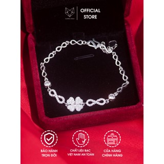 Lắc tay Bạc Ta Cáo Bạc Jewellery bạc Việt Nam bốn lá vô cực đá quà tặng bạn gái năng động, dễ thương