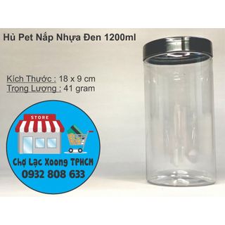 Hủ nhựa pet 1200ml nắp nhựa đen fi 89