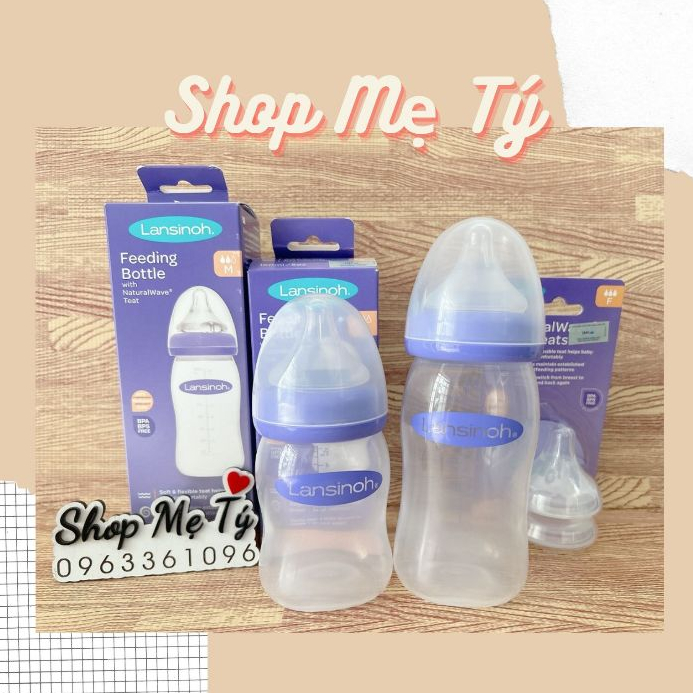 (FULLBOX) Bình sữa Cổ Rộng Lansinoh nhựa PP Dung Tích 160ml/ 240ml