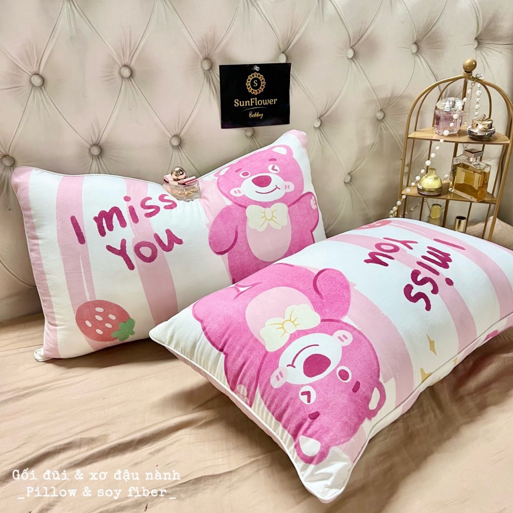 Gối nằm ngủ cotton đũi sơ đậu nành có khoá kéo kích thước 45*65. chất cotton đũi thoáng mát mềm mịn mát hàng nhập khẩu