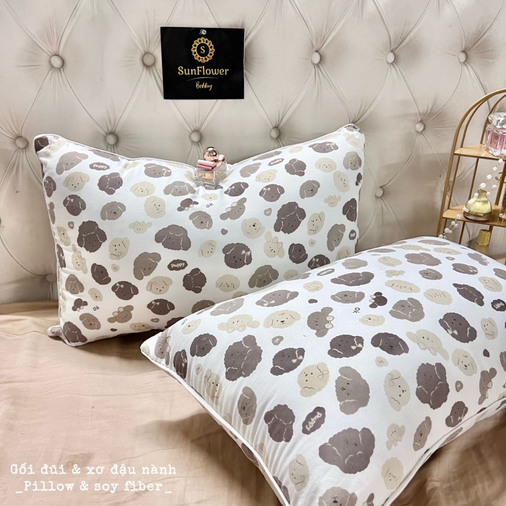 Gối nằm ngủ cotton đũi sơ đậu nành có khoá kéo kích thước 45*65. chất cotton đũi thoáng mát mềm mịn mát hàng nhập khẩu