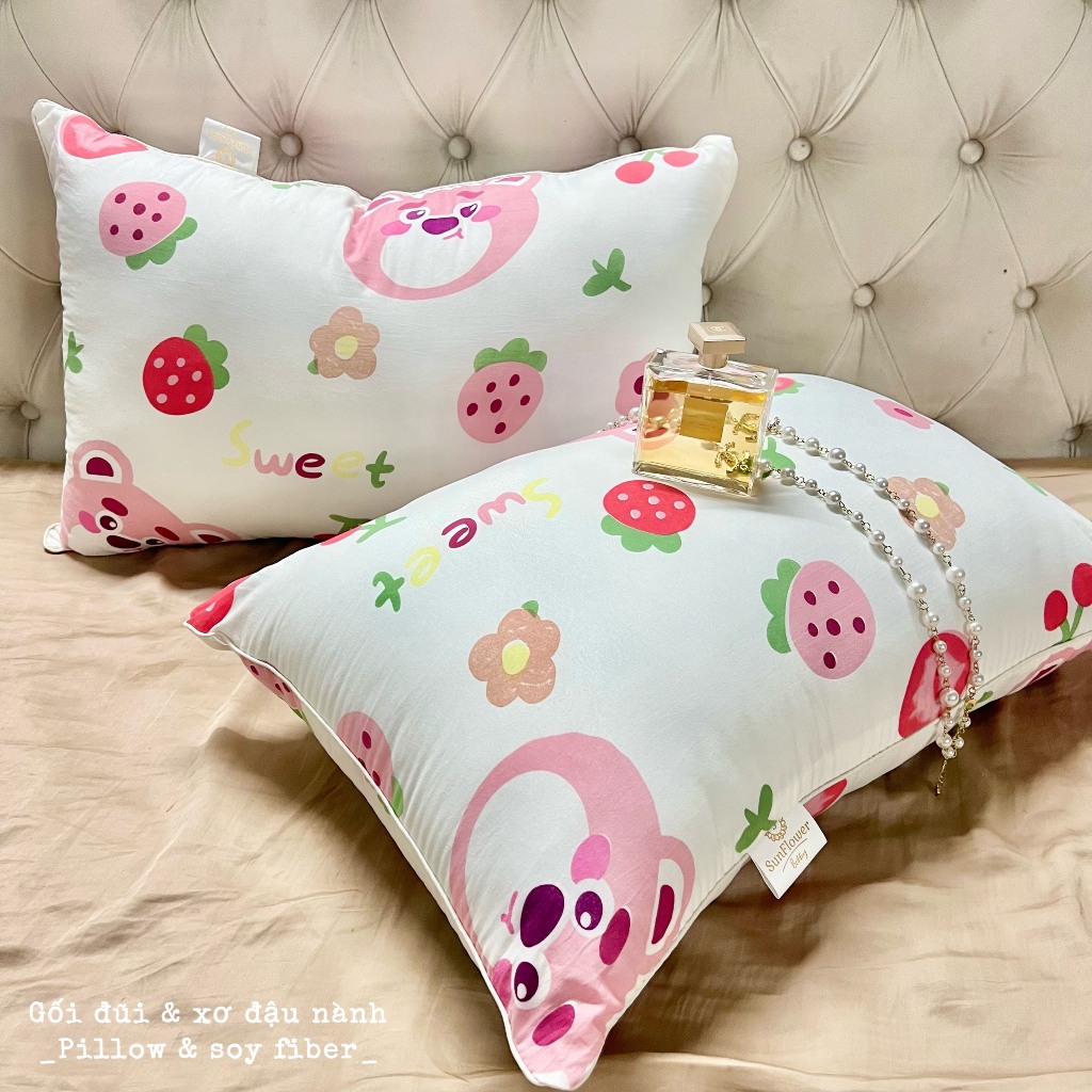 Gối nằm ngủ cotton đũi sơ đậu nành có khoá kéo kích thước 45*65. chất cotton đũi thoáng mát mềm mịn mát hàng nhập khẩu