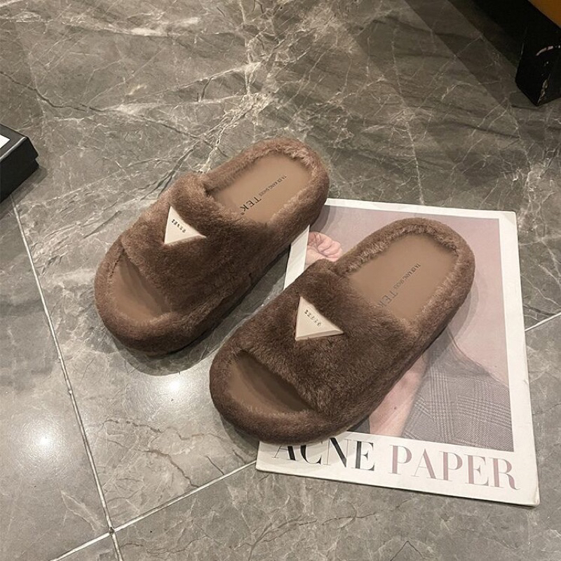 Dép Lông quai ngang pada êm chân hàng đẹp lông mịn hàng QC fullbox A-1