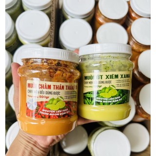 Muối chấm hải sản.Muối ớt xiêm xanh 500g. Muối ớt đỏ 500g