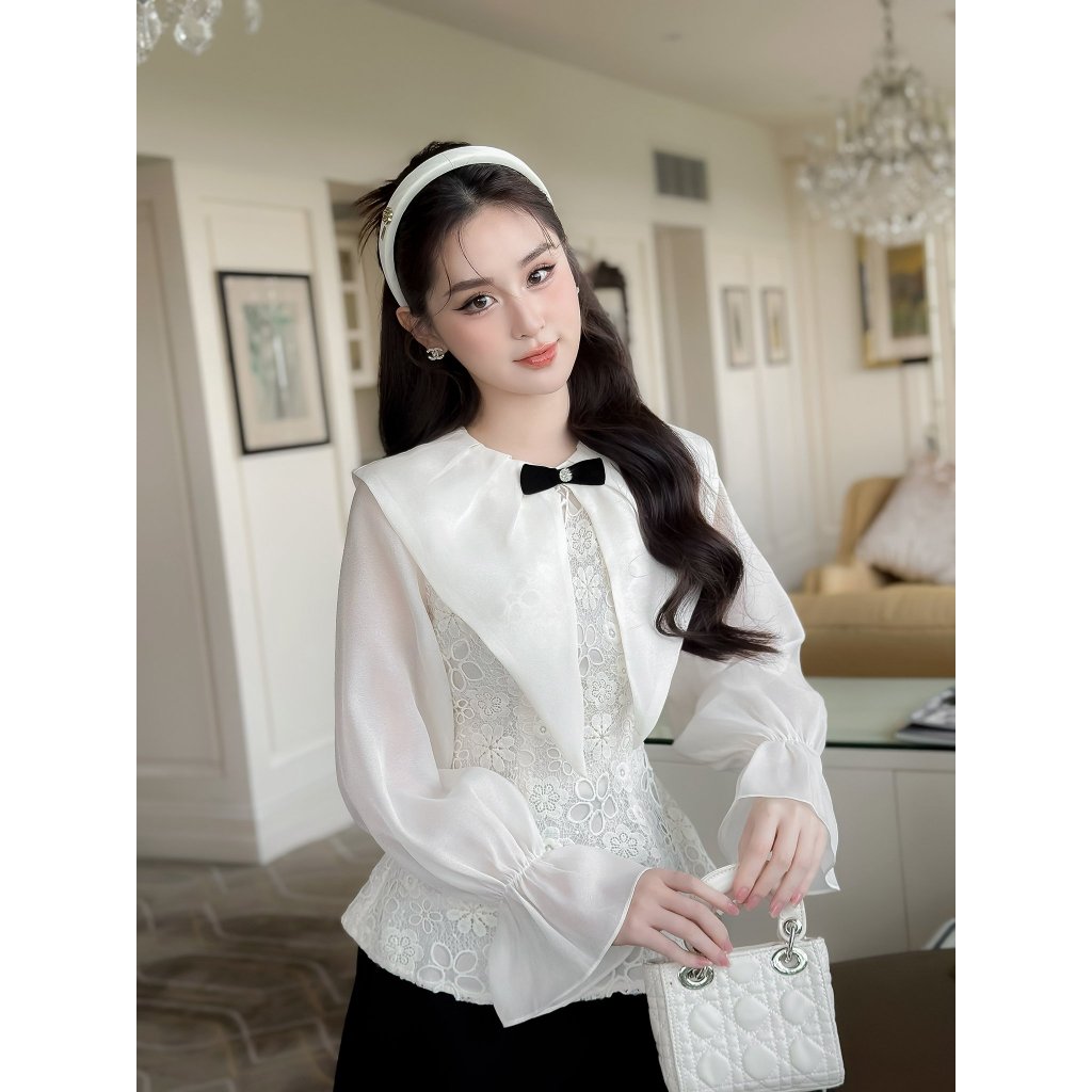 Áo tiểu thư,Áo ren cổ cánh bướm  , MOO Design - VRMD57