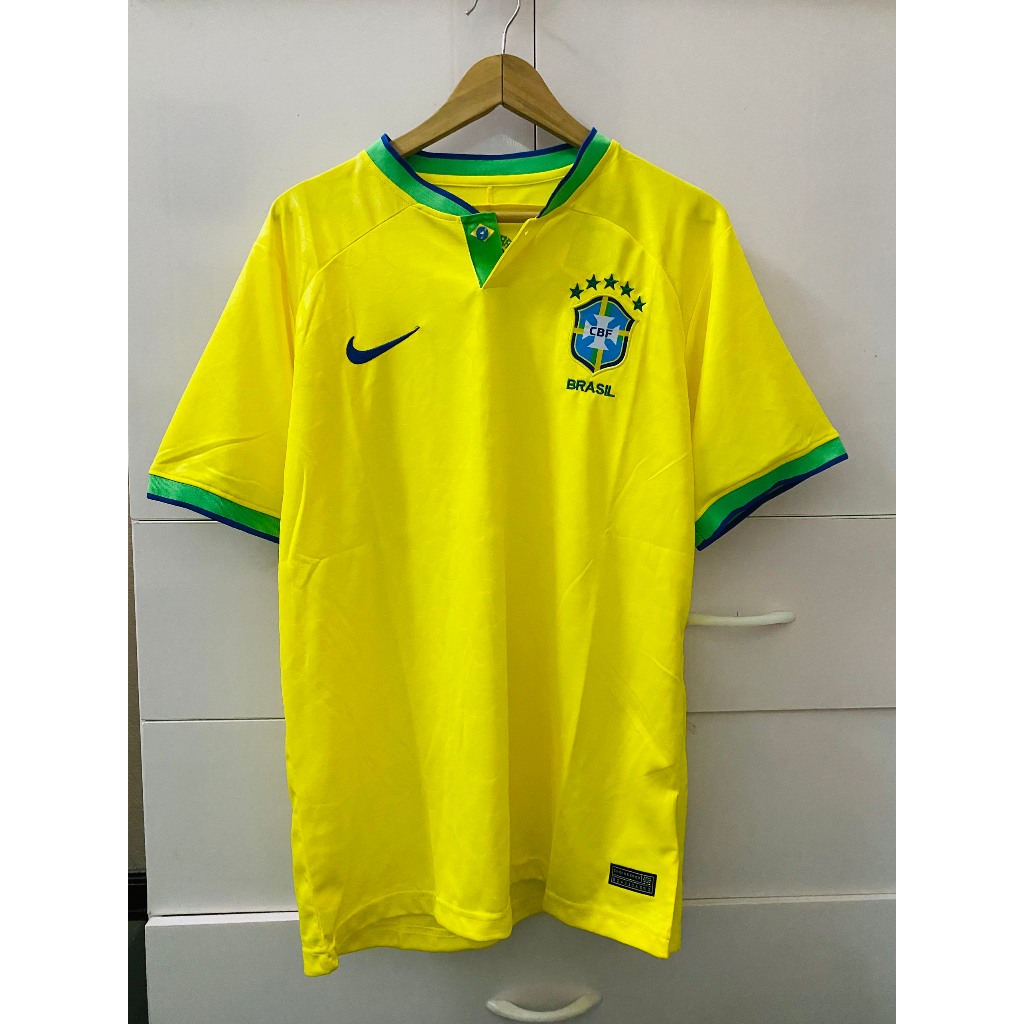 Set bộ thể thao bóng đá nam nữ đt Brazil sân nhà 2022 áo vàng quần xanh vải thái mịn