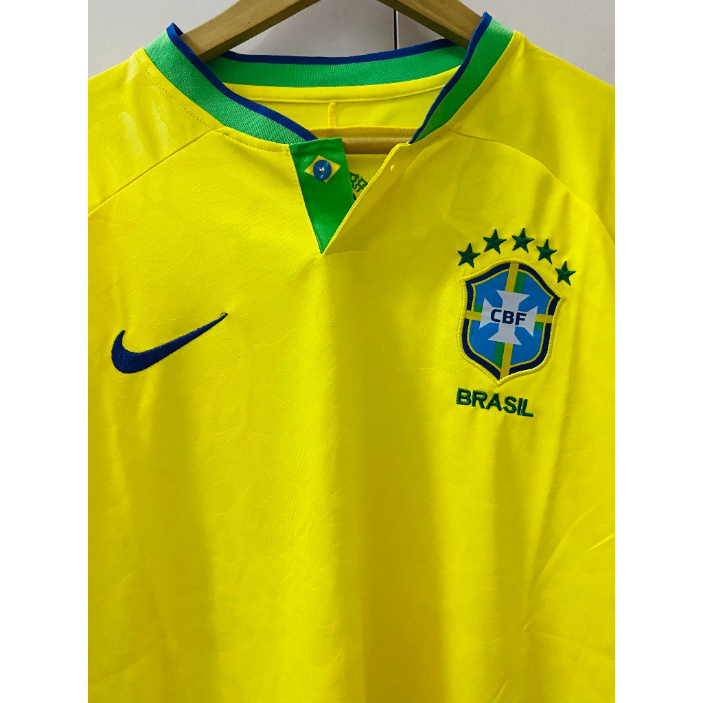 Set bộ thể thao bóng đá nam nữ đt Brazil sân nhà 2022 áo vàng quần xanh vải thái mịn