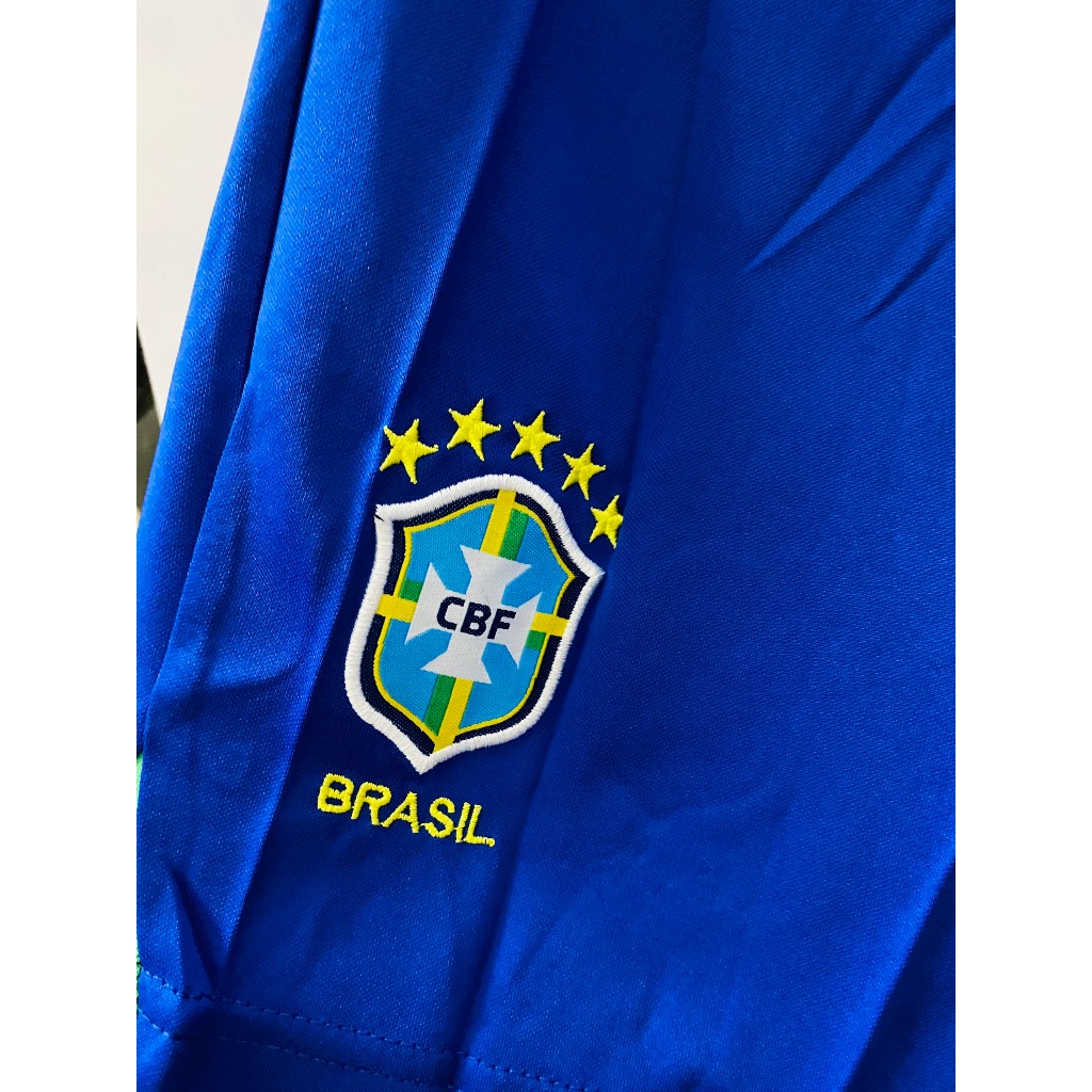 Set bộ thể thao bóng đá nam nữ đt Brazil sân nhà 2022 áo vàng quần xanh vải thái mịn