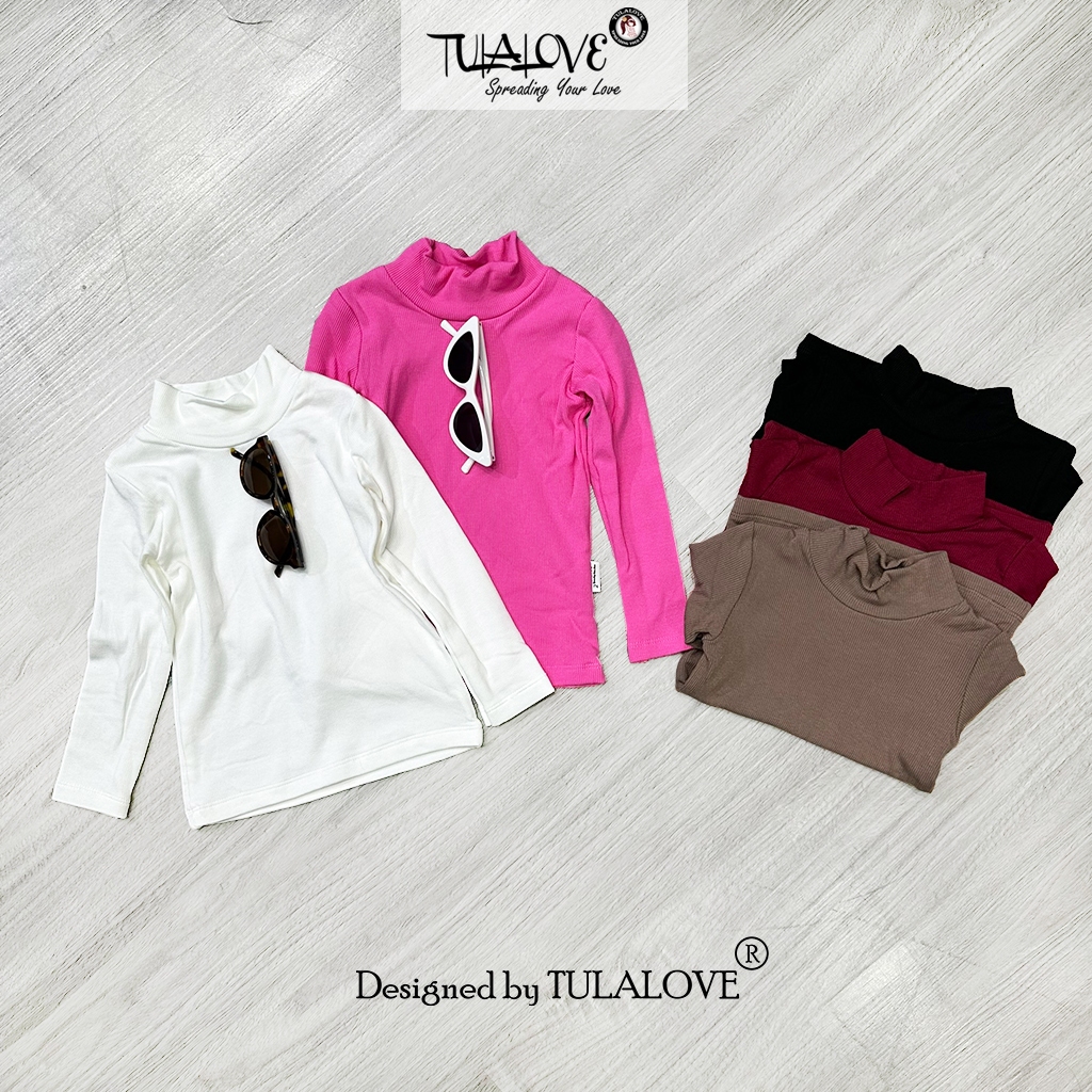 Áo Thu Đông Bé Gái Cao Cổ 5 Phân Vải Thun Tăm Lông Cực Đẹp Tulalove