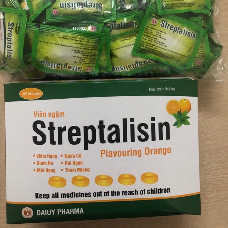 KẸO NGẬM GIẢM HO, mát họng, thơm miệng - Giảm viêm họng - Streptalisin hộp 200 viên