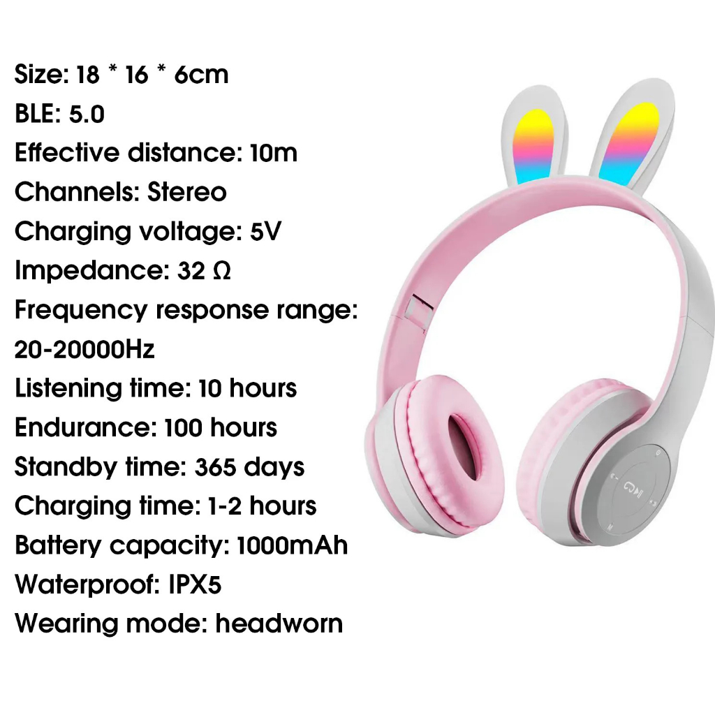 HEADPHONE KHÔNG DÂY TAI THỎ P47R VỚI ÂM THANH SIÊU RÕ