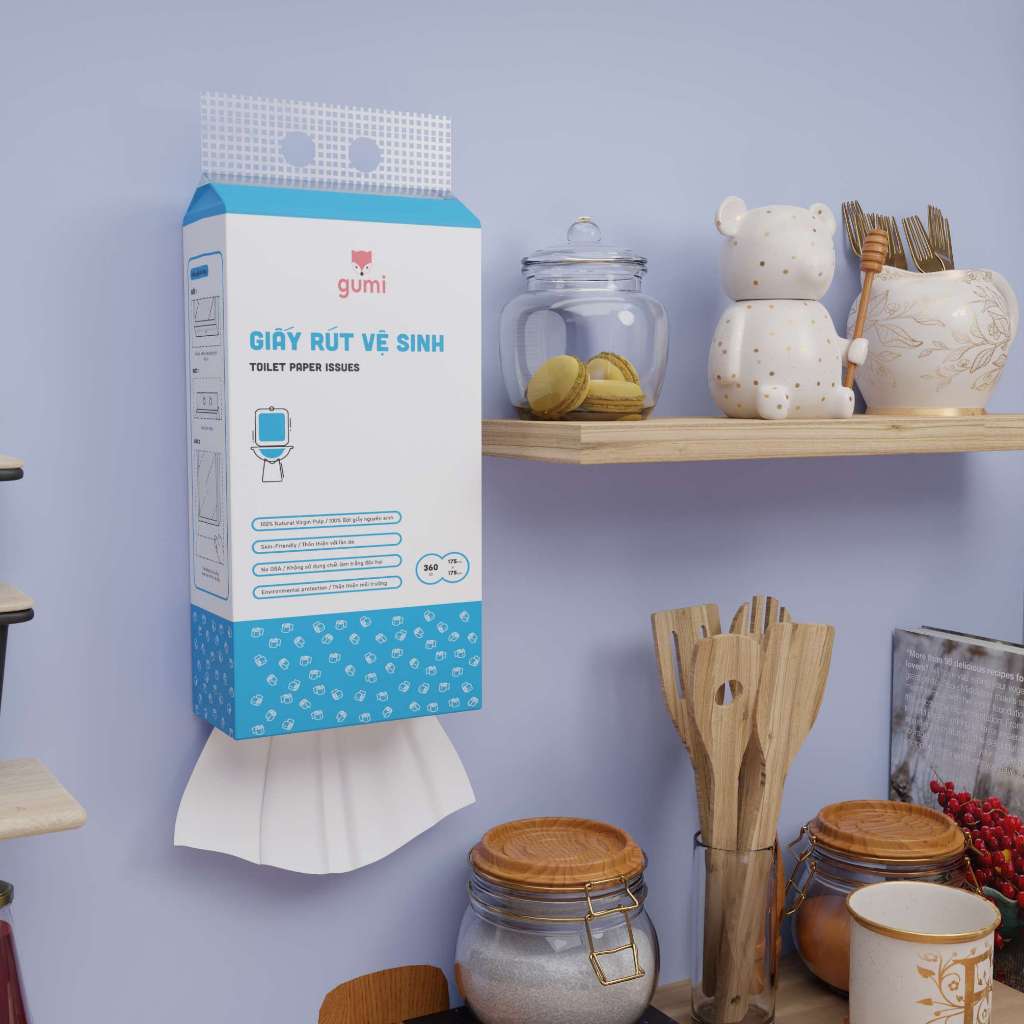 THÙNG 4 TÚI GIẤY VỆ SINH TREO TƯỜNG 360 TỜ GIẤY 3 LỚP HÀNG VIỆT NAM SẢN XUẤT