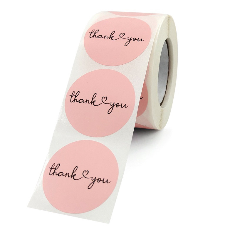 Cuộn 500 tem dán decal sticker Thank you, Noel Giáng Sinh siêu rẻ sz trung bình 3.8cm
