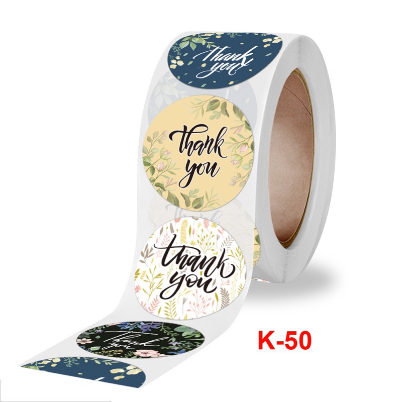 Cuộn 500 tem dán decal sticker Thank you, Noel Giáng Sinh siêu rẻ sz trung bình 3.8cm