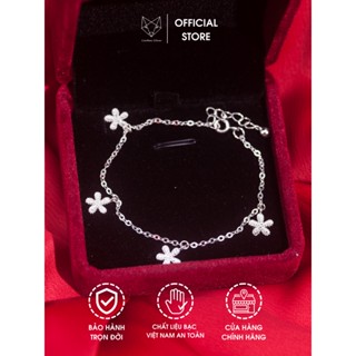 Lắc Chân, Lắc tay Bạc Ta Cáo Bạc Jewellery bạc Việt Nam hoa chấm bi quà tặng bạn gái năng động, dễ thương