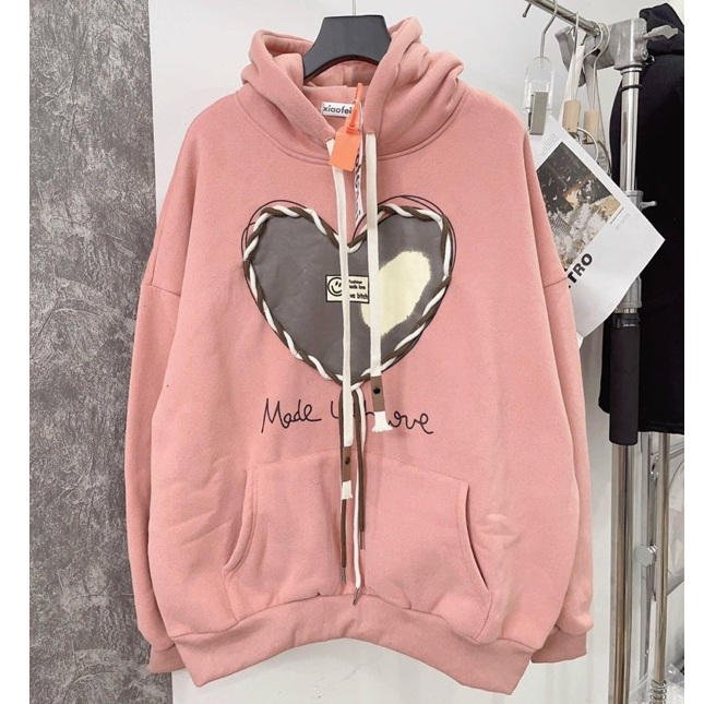 Áo Hoodie Nữ From Rộng Kiểu Dáng Unisex Chất Nỉ Cotton_Tim