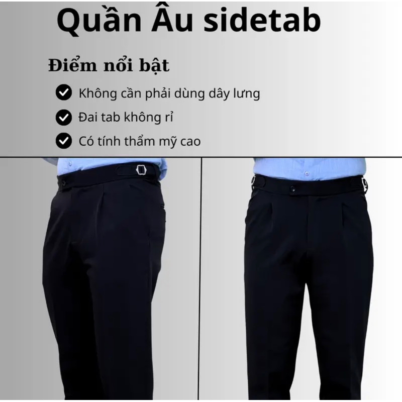 Quần Âu Nam sidetab Vinmen cạp trung dáng slimfit chất vải co giãn