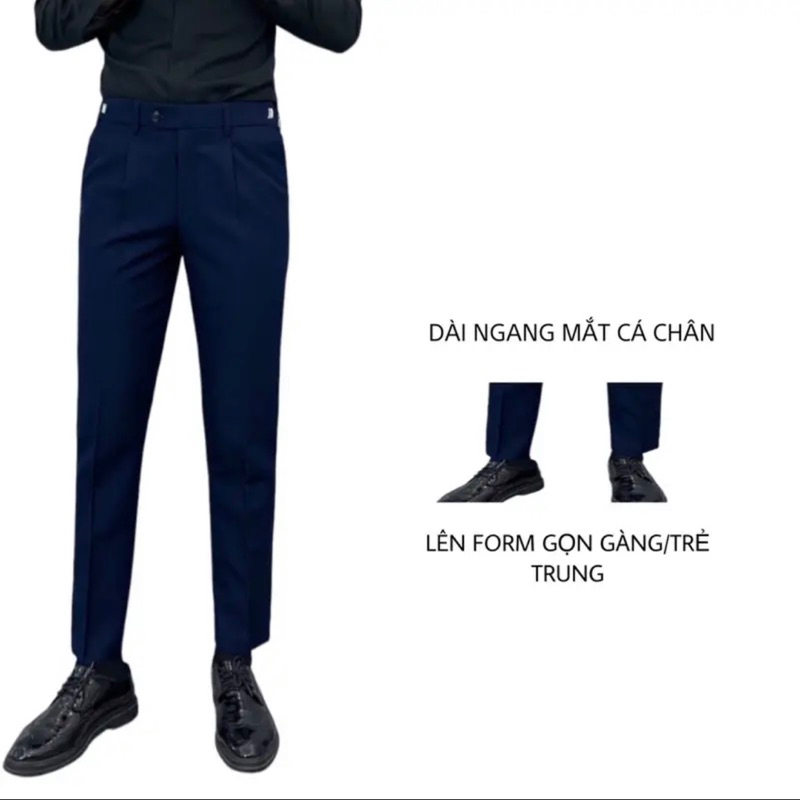Quần Âu Nam sidetab Vinmen cạp trung dáng slimfit chất vải co giãn