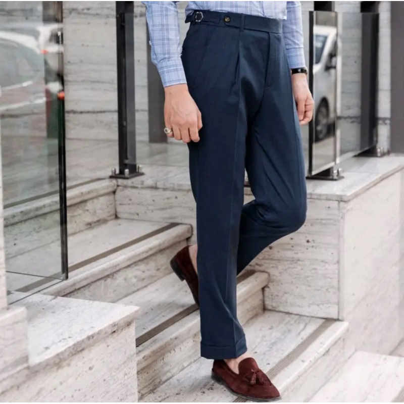 Quần Âu Nam sidetab Vinmen cạp trung dáng slimfit chất vải co giãn