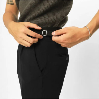 Quần Âu Nam sidetab Vinmen cạp trung dáng slimfit chất vải co giãn