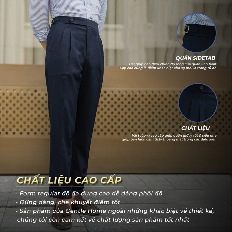Quần Âu Nam sidetab Vinmen cạp trung dáng slimfit chất vải co giãn