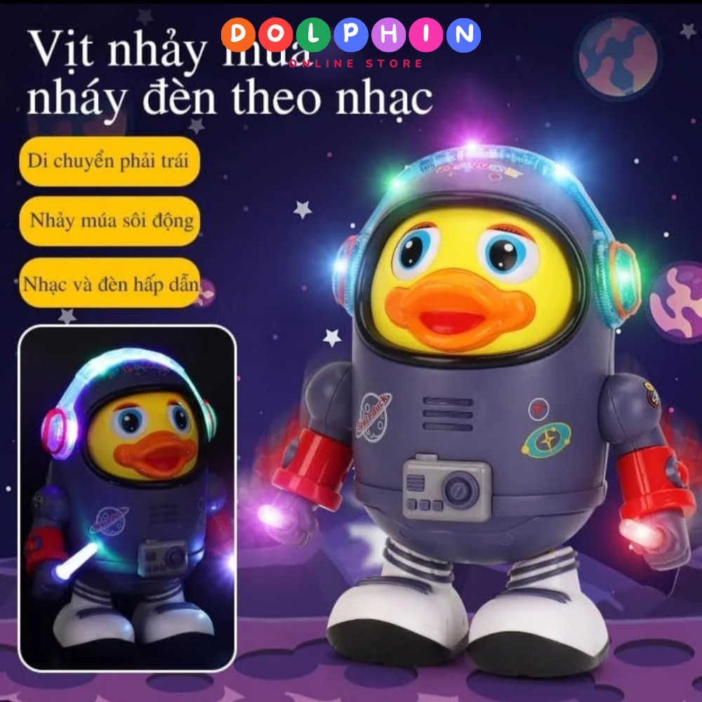 Đồ chơi vịt robot phi hành gia nhảy múa có đèn nhạc vui nhộn cho bé kích thích khả năng tự khám phá