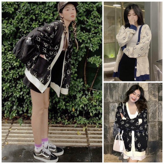 Áo Khoác Cadigan In Full Chữ D Chất Nỉ Cotton – Áo Unisex Hot Hit 2023
