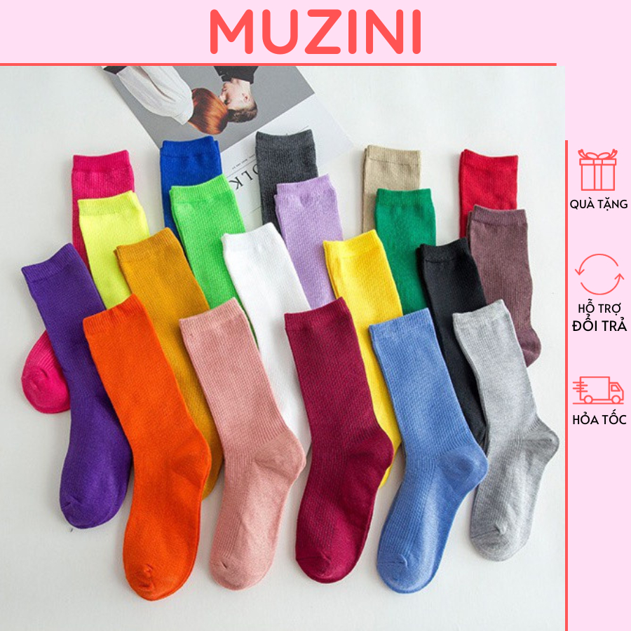 Vớ nhún Muzini cổ cao phong cách Vintage Hàn Quốc nhiều màu sắc cho nữ TN11 v2
