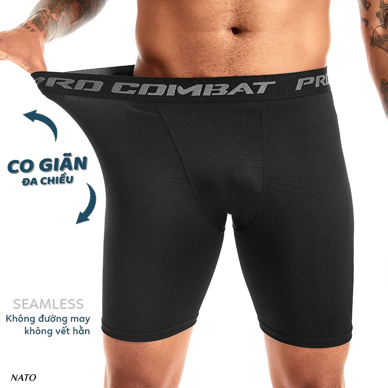 Quần Lót Nam COMBAT Chạy Bộ Vải Cotton Tự Nhiên 100% Cao Cấp Quần Legging Đùi Dài Giữ Nhiệt Boxer Gym Đạp Xe NATO