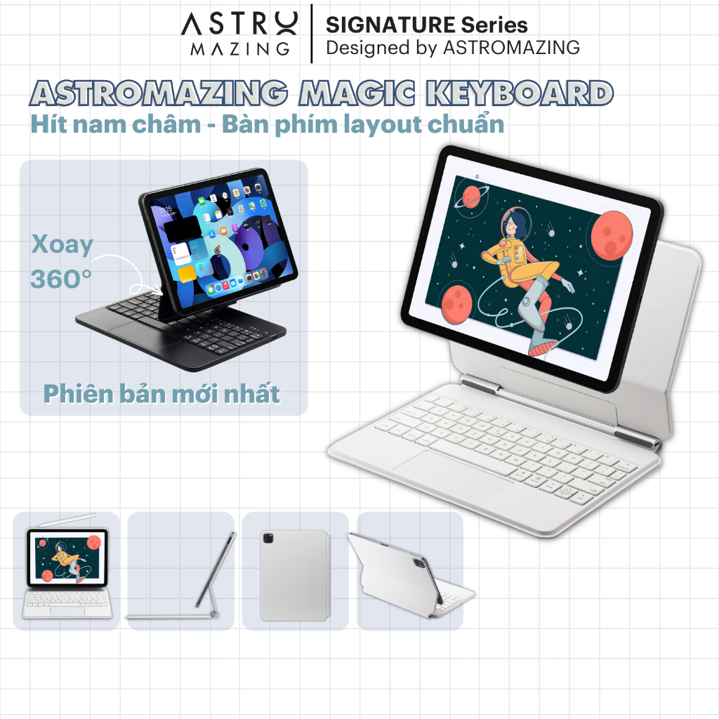 [Magnetic Magic] Case AstroMazing Magnetic Magic Keyboard cho iPad Pro 11 12.9 2018 2020 2021 2022 M1 M2 Gen 10