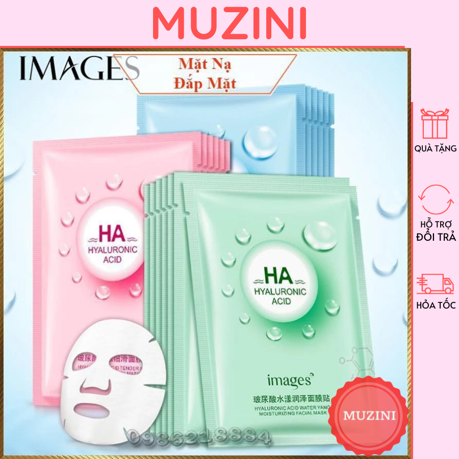 Combo 50 Mặt nạ Muzini hyaluronic acid facial mask Dưỡng ẩm cấp nước phục hồi nâng tone da Nội Địa Trung HA50