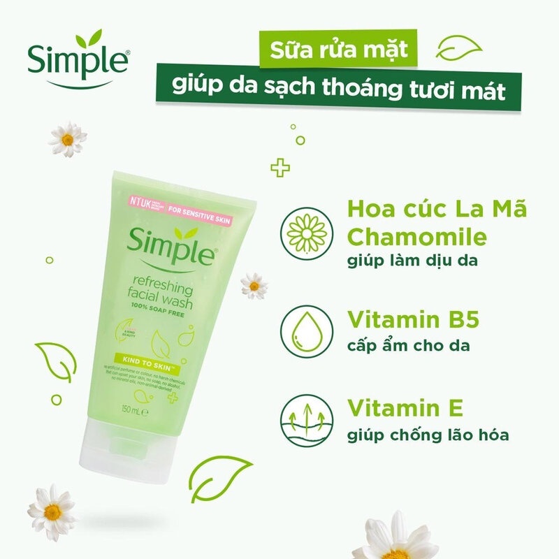 Sữa rửa mặt simple cho da dầu mụn da khô ngừa mụn | BigBuy360 - bigbuy360.vn
