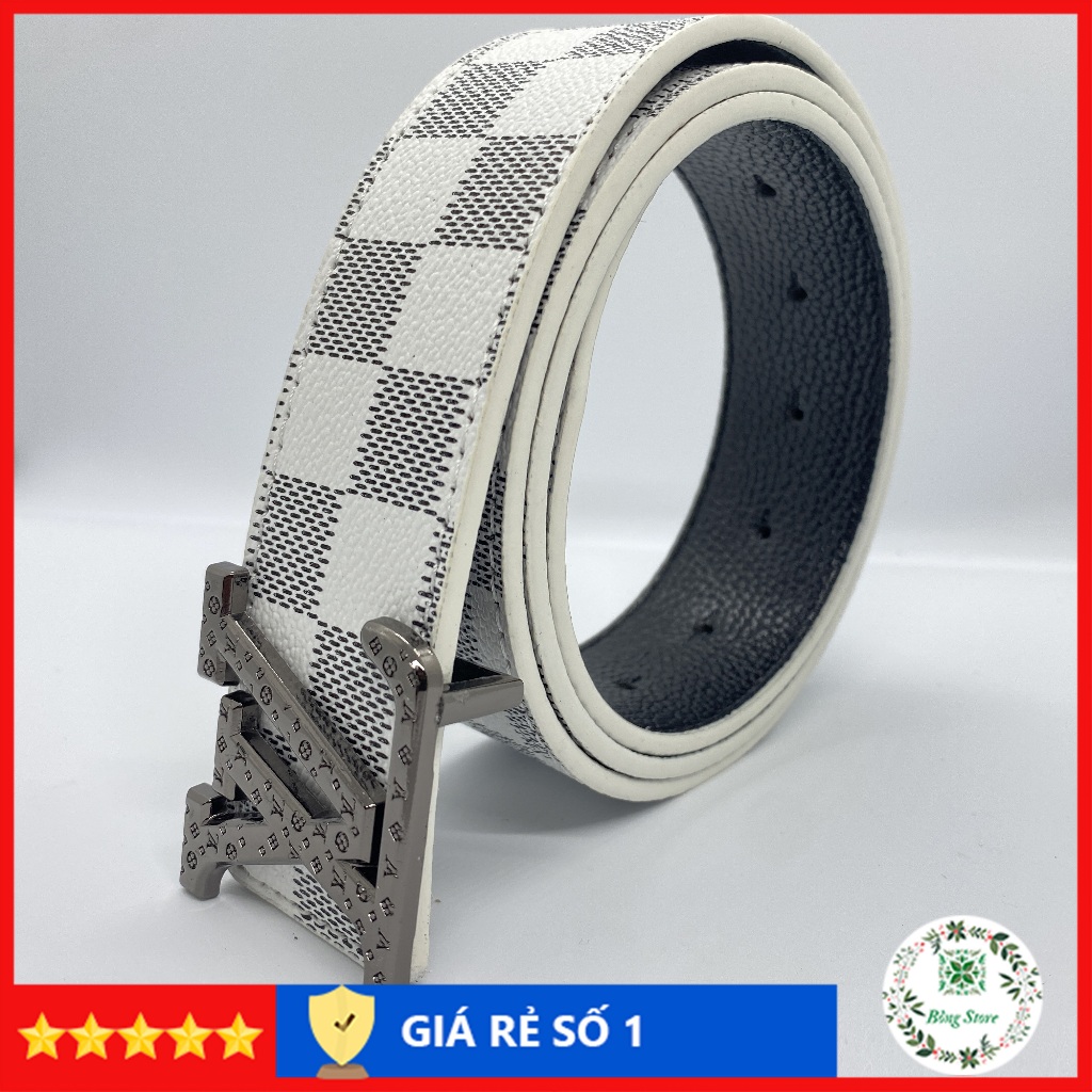Thắt lưng nam LV, dây lưng nam Caro đủ màu, đầu khóa chữ nhỏ TLLV001