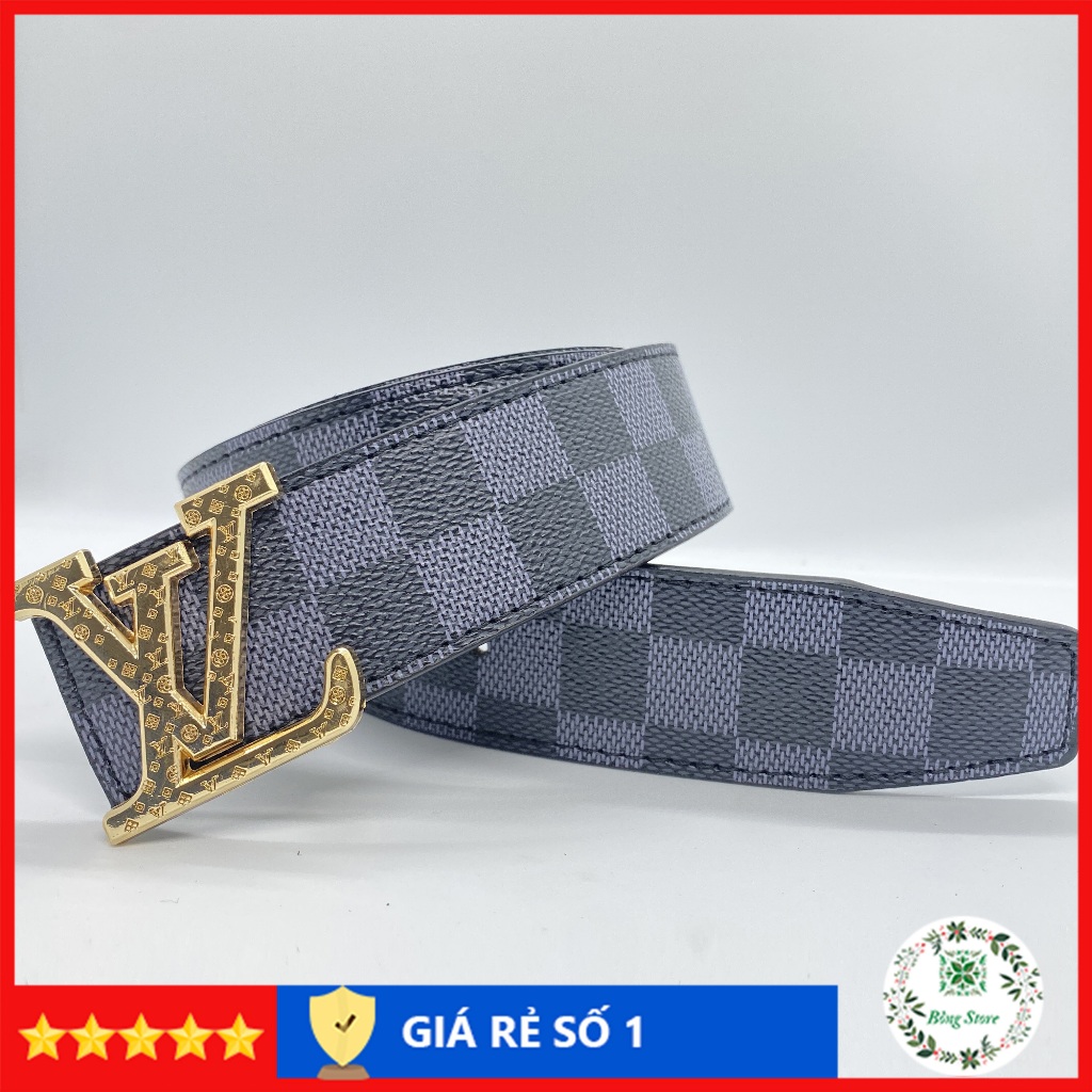Thắt lưng nam LV, dây lưng nam Caro đủ màu, đầu khóa chữ nhỏ TLLV001