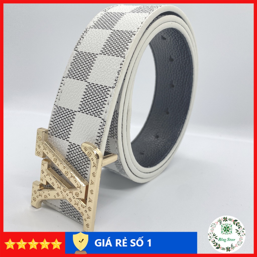 Thắt lưng nam LV, dây lưng nam Caro đủ màu, đầu khóa chữ nhỏ TLLV001