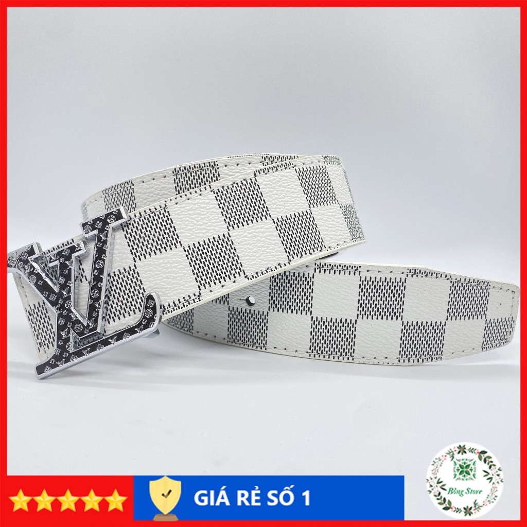 Thắt lưng nam LV, dây lưng nam Caro đủ màu, đầu khóa chữ nhỏ TLLV001