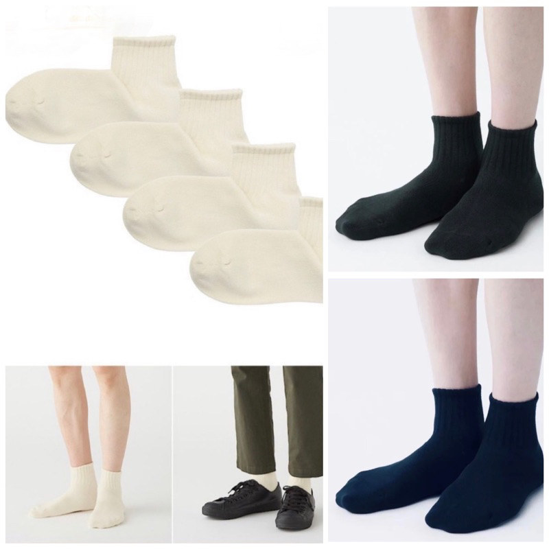 Tất nam cổ trung chất cotton thấm hút mồ hôi, chống hôi chân. Hàng xuất Mujji