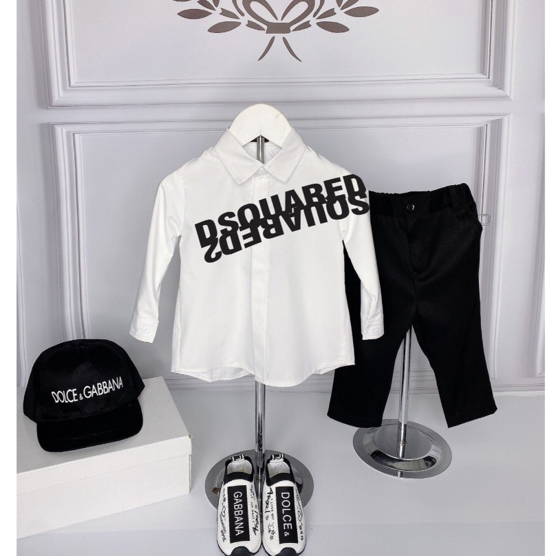 TKT Sơ mi dài tay trắng hoạ tiết